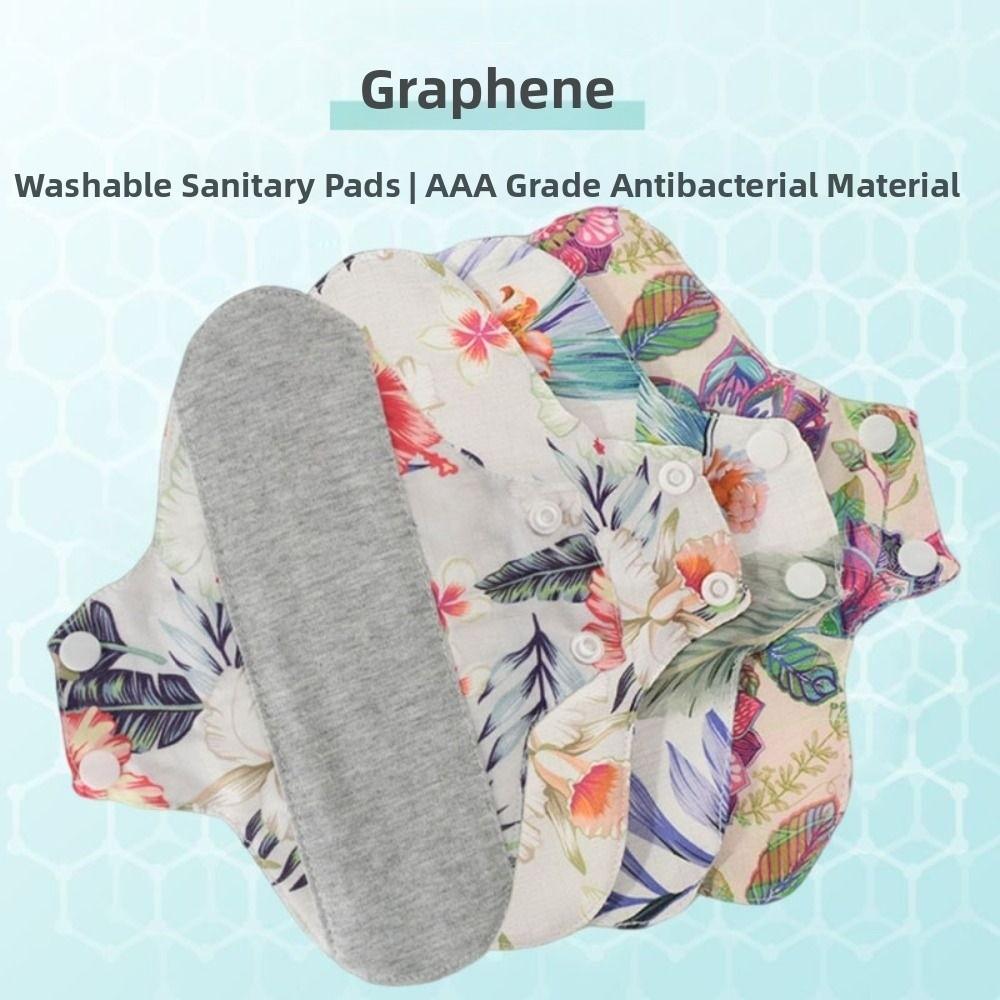 5Pcs 23CM Reusable Sanitary Pads Graphene Menstrual Cloth Pads Diaper Panty Liner Lady Care
