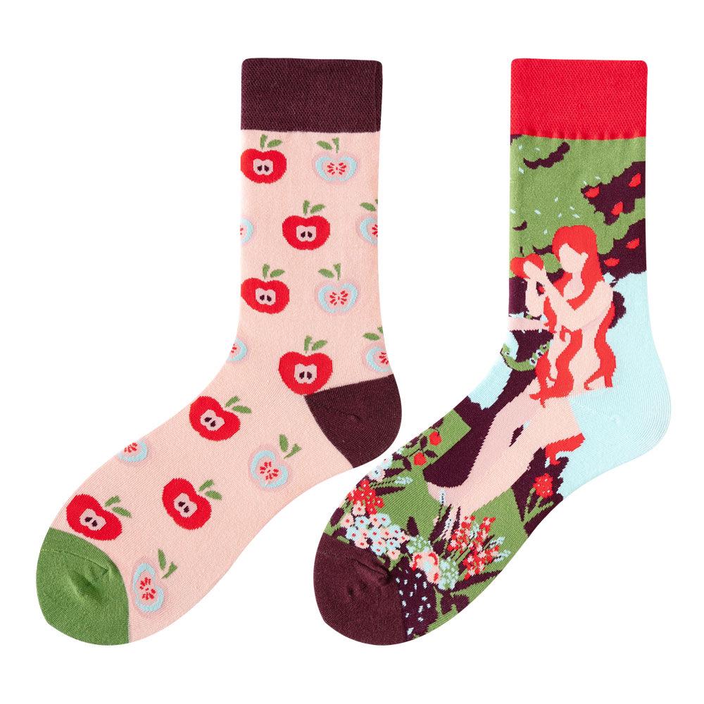 Asymmetric Colorful Christmas Cotton Socks for Couples