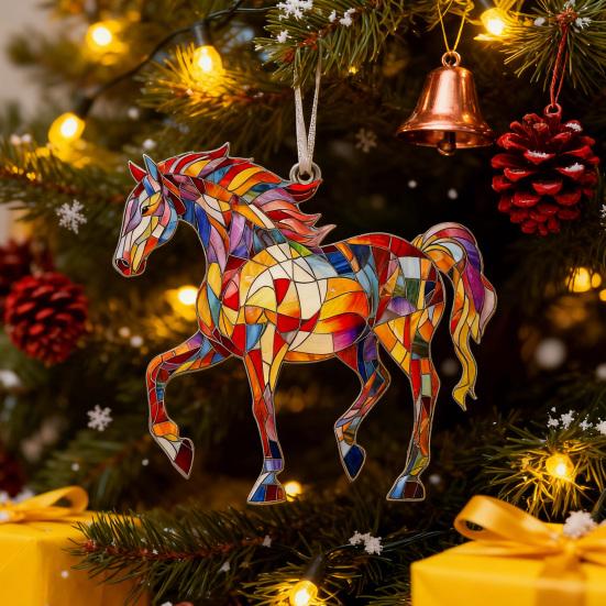 Лошадь Акриловый Ловец Солнца Красочная Лошадь Украшение на Рождественскую Елку Конный Подарок Женщинам для Любителей Лошадей