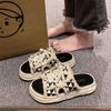 Dissolved Thick-soled Canvas Slippers Women's Summer Wear 2025 New Fashion Internet Celebrity Explosion Lazy High-end Sandals
