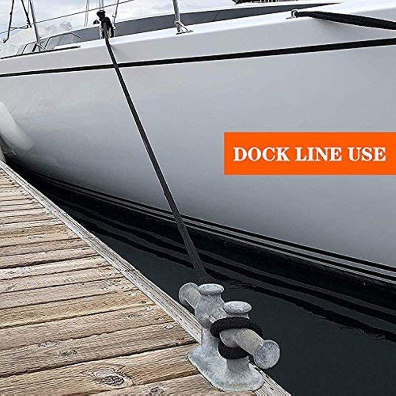 2/4Packs Double Braided Nylon Dock Lines Rope Marine Mooring Rope 3/8 1/2 Boat ties to Dock Line 12 Inch Eyelet Boat Anchor Rope