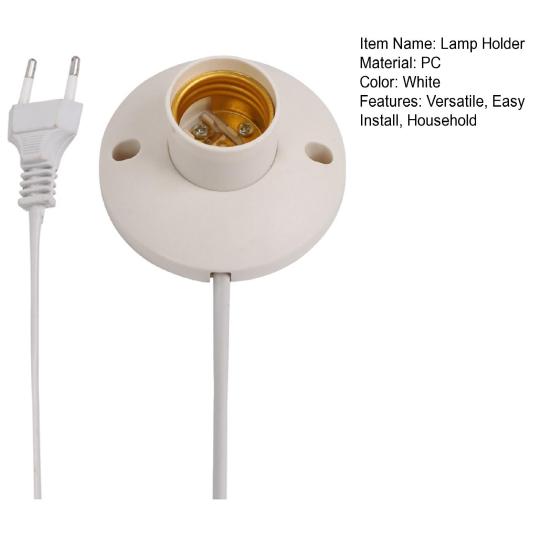 Патрон для лампы E27 с вилкой ЕС и кабелем Огнестойкий патрон для освещения дома Патрон для винтовой лампы Основание для DIY светильника Запасная часть