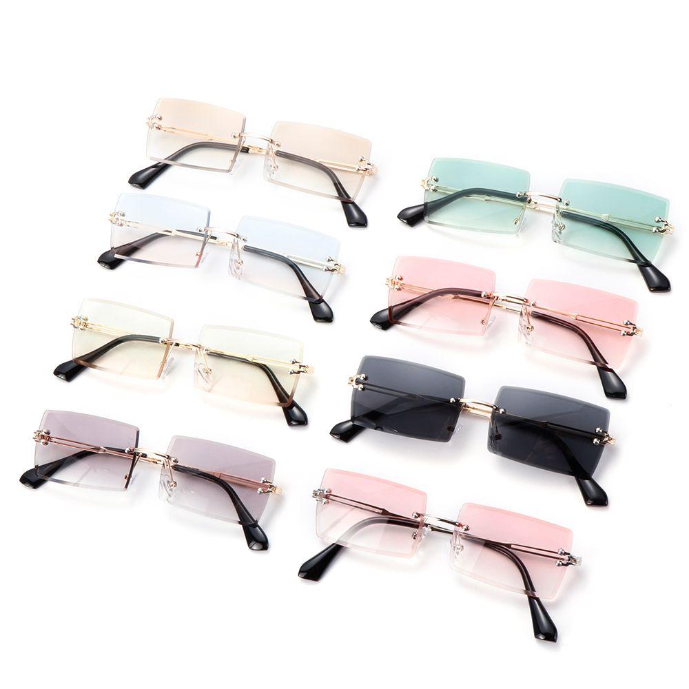 Trendy Rimless Summer Eyewear Rectangle Sun Glasses Square Sunglasses Fashion Sunglasses Shades