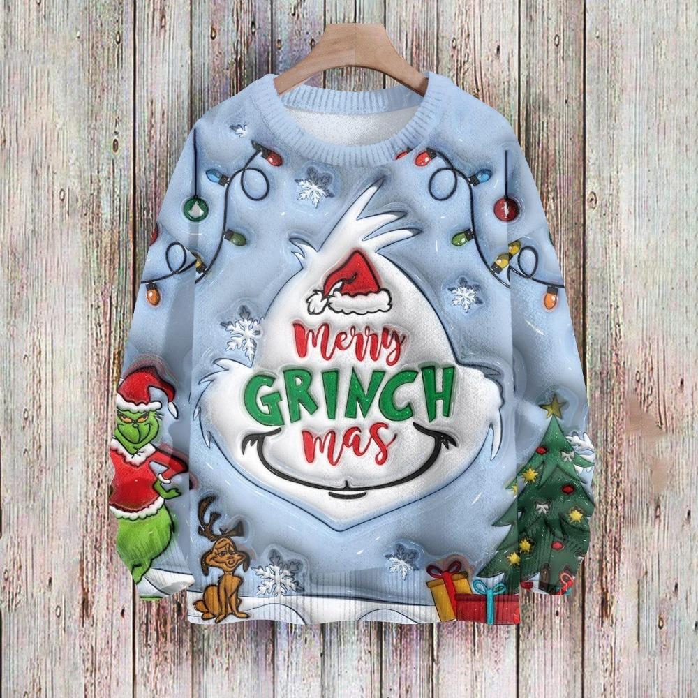 Рождественская мода Мужская и женская футболка с принтом зеленого монстра, с круглым вырезом, пуловер, топ, повседневная уличная толстовка, детская футболка, топ, одежда