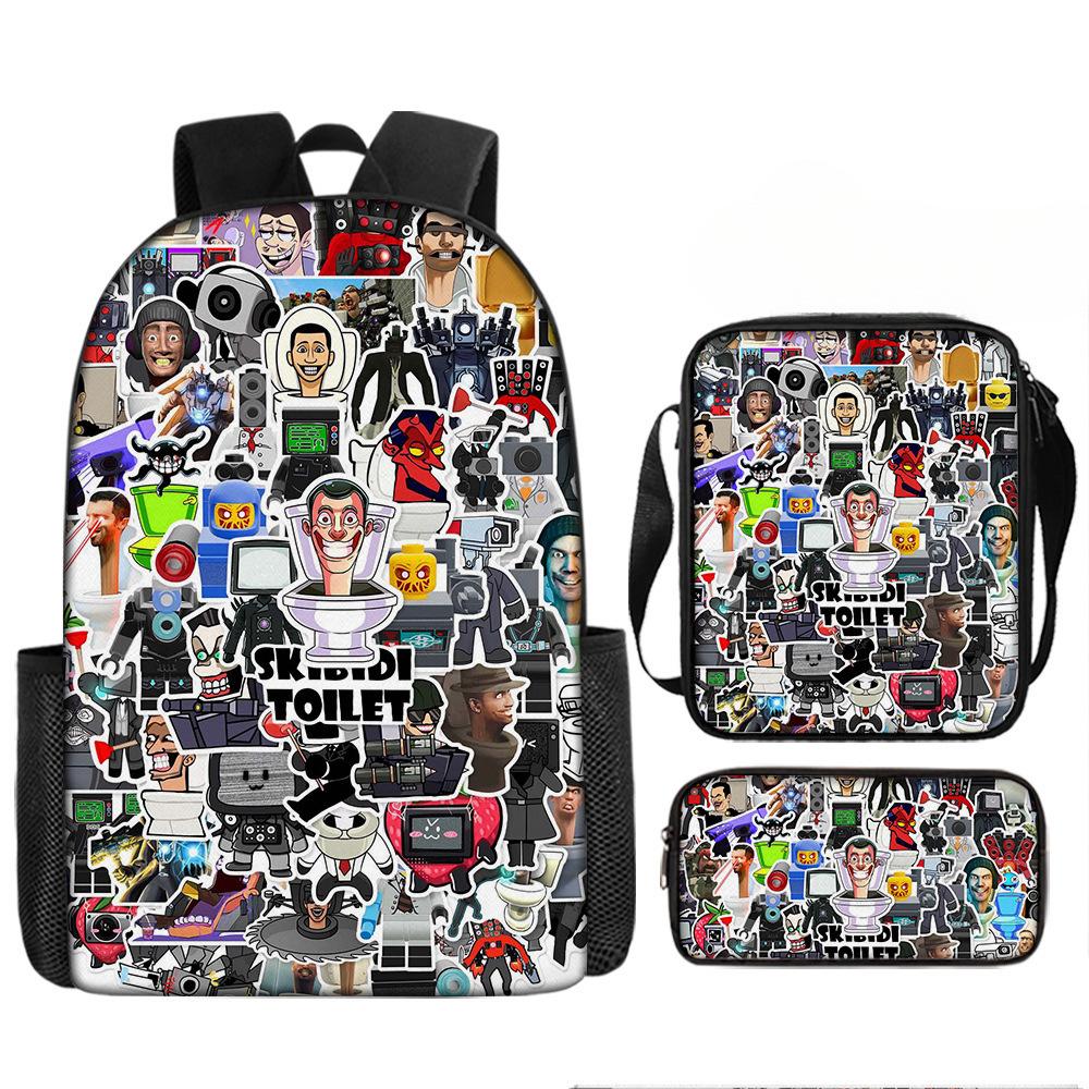 Toilet man and monitor person skibidi toilet game cartoon backpack, crossbody bag, pencil case