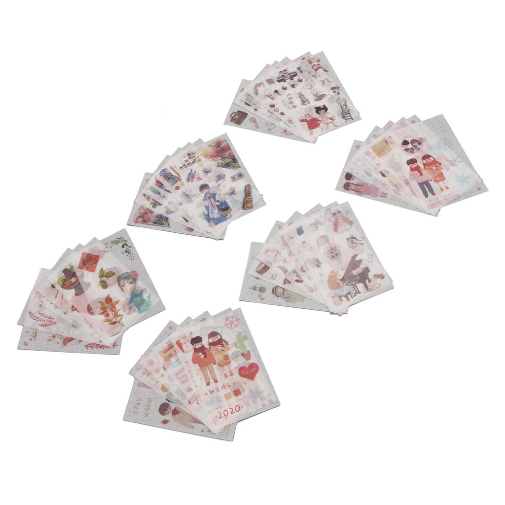 36 листов наклеек из скрапбукинга, полупрозрачные, гибкие, многоразовые, японские бумажные наклейки для блокнота