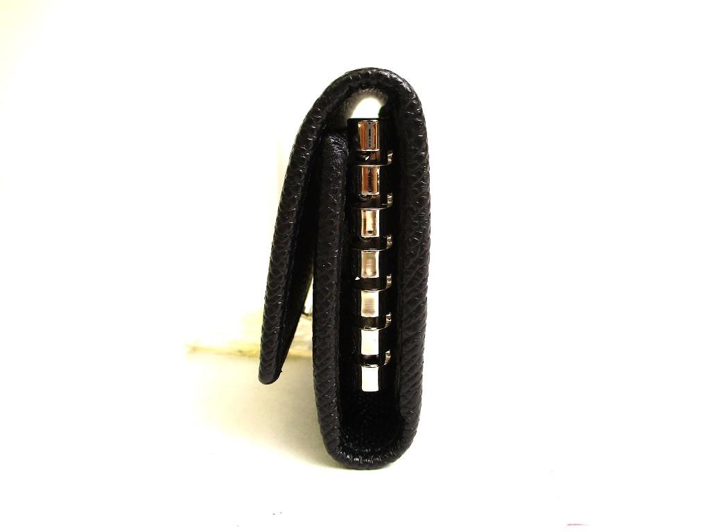 Authentic BVLGARI Black Leather Logo Clip 6 Pics Key Cases #9910 Open box