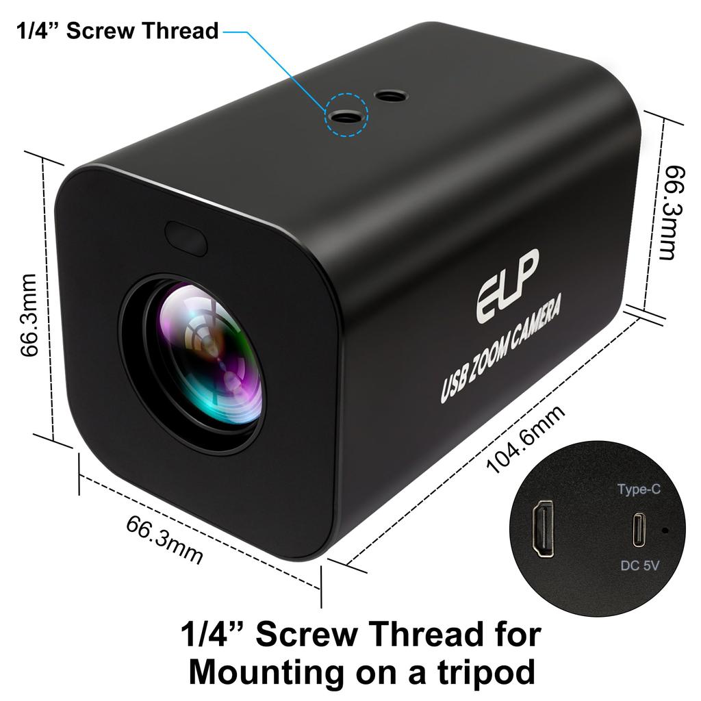 HDMI 12x Zoom USB Camera ELPCAM 4K Auto Focus 60FPS High Speed USB Webcam USB HDMI Simultaneous Output PC Camera Manual Zoom Remote Control Camera TV