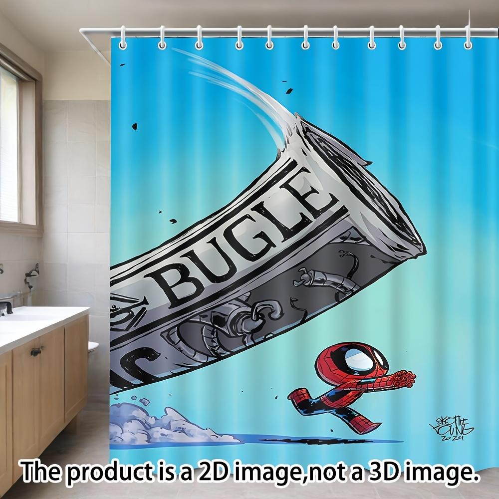 Spider-Man On Technical Blueprint Waterproof Shower Curtain For Superhero Bathroom Decor