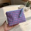 Plaid Striped Makeup Bag Portable Cosmetics Organizer Clutch Bag Mini Cosmetic Pouch  Women