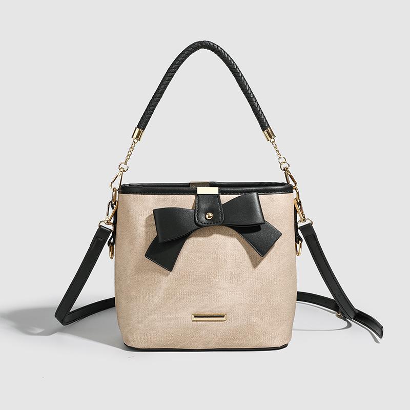 Niche Design Commuter Shoulder Bag All Crossbody Bag Fashion Retro Bow Bucket Bag Woman
