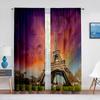 Paris Eiffel Tower Trees European City Landscape Voile Curtain Window Treatment Tulle Curtains for Living Room Sheer Curtains