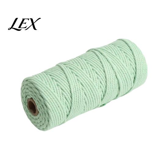 Natural Cotton Yarn for Knitting 3mm Cord, 109 Yards Twisted Craft Colored Durable String Crochet Making Tapestry, Hand Braiding, DIY Crafts Crafting