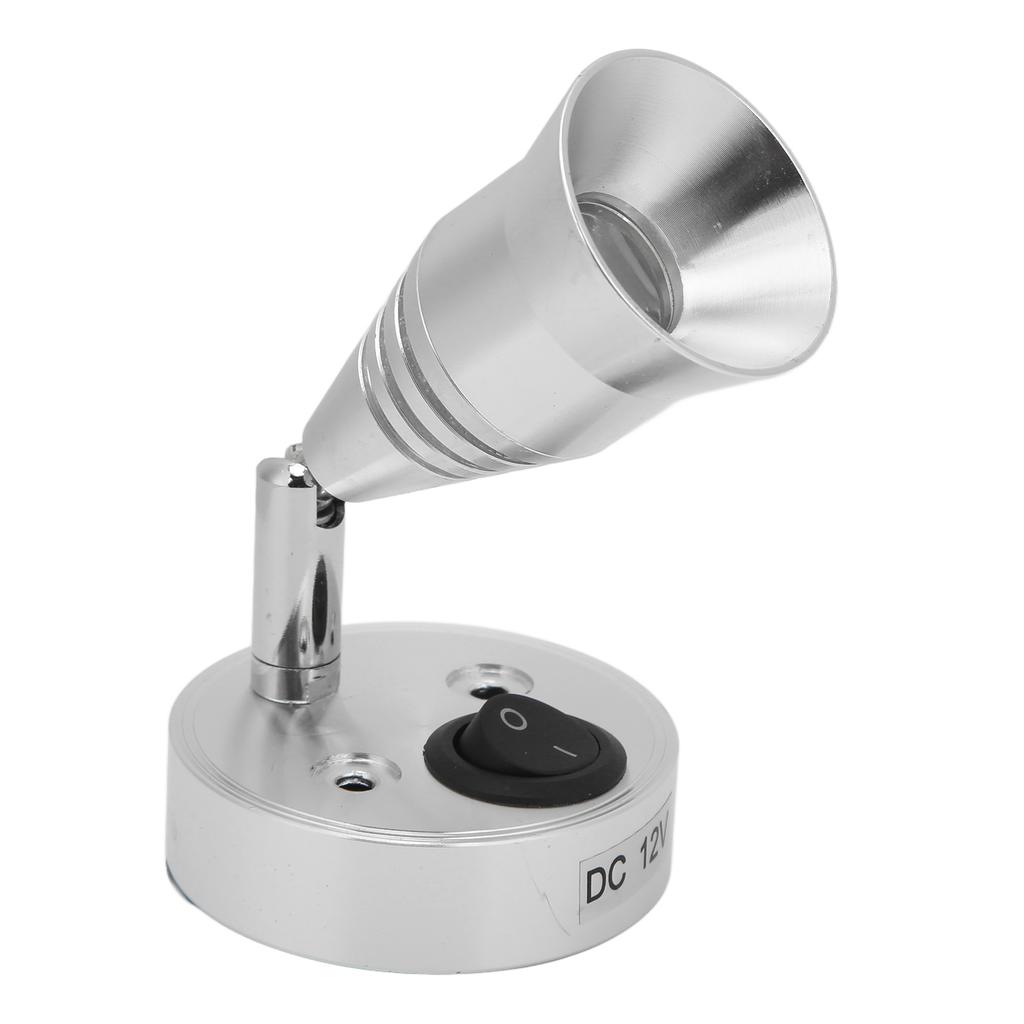 Светодиодный светильник для чтения в доме на колесах 12 В 3 Вт Гибкий интерьер с выключателем для грузовика, прицепа, лодки, яхты, каравана Серебристый корпус Теплый белый