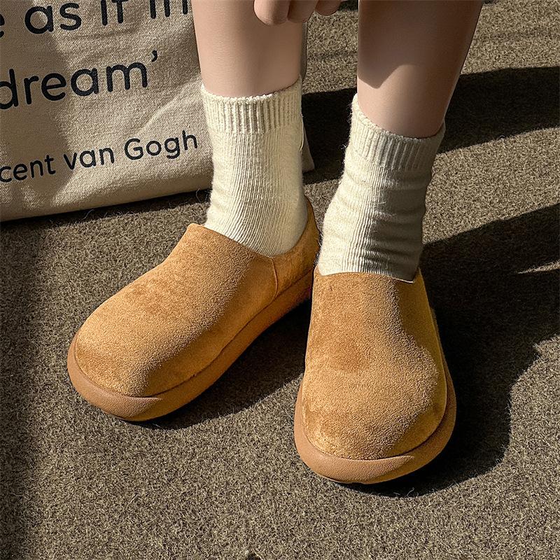 Thick-soled Heightening Boken Shoes Autumn and Winter 2025 Lazy Bag Head Half Slippers Outer Wear Warm One Pedal 35225-J