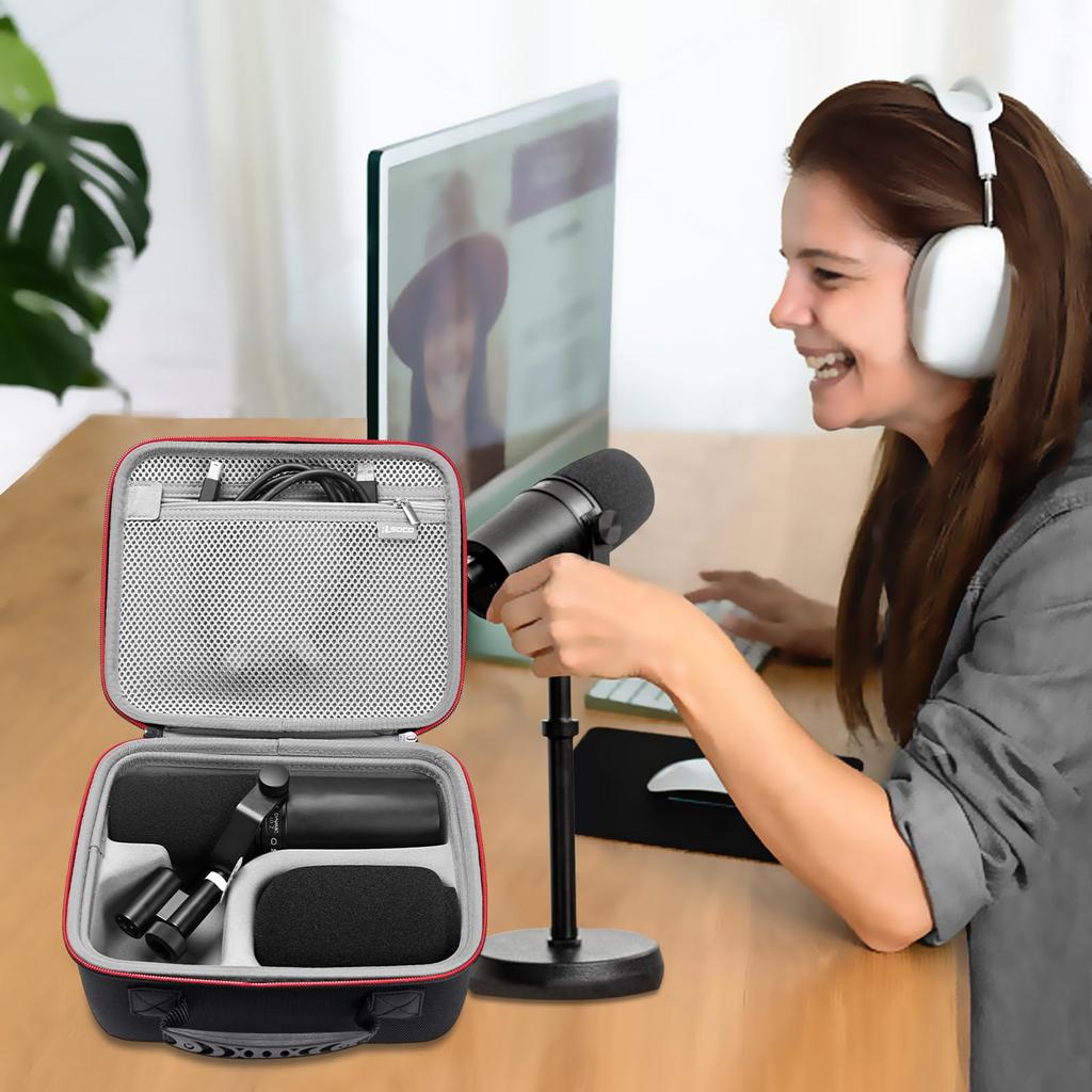 RLSOCO Футляр для хранения динамического микрофона SHURE, совместимый с микрофоном для подкастов SM7dB (черный)