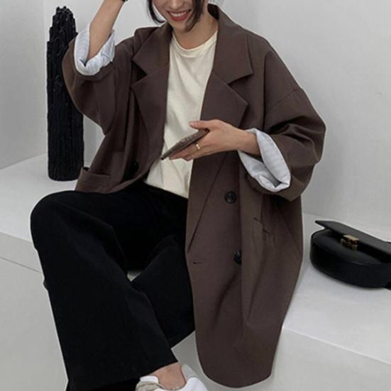 Пиджак, двубортная рабочая одежда, элегантный темпераментный женский пиджак с зубчатым воротником, деловой пиджак, пальто для повседневной жизни