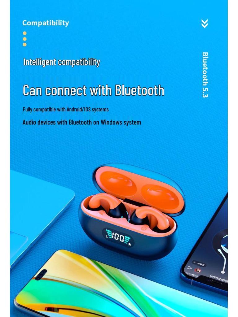 YYKQ71 AI-перевод TWS Клипсовые Bluetooth-наушники: Высококачественный звук, Не в уши, Длительное время работы от аккумулятора для спорта.