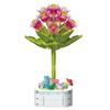 64 Styles Rose Flower Building Block Flower Eternal Bouquet Prickly Pear Model Plant Decoration Educational Toy For Kids Gift