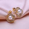 seniko Natural Freshwater Pearl Earrings Fashion Leaf Earrings For Women Girl Gift Stud Earrings