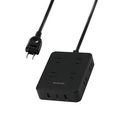 Удлинитель с USB-портами, совместимый с 20W PD, 1 x Type-C, 2 x USB-A, 8 x AC-розеток, кабель 1,5 м, защита от перенапряжения, пылезащитные шторки, черный (ЕС