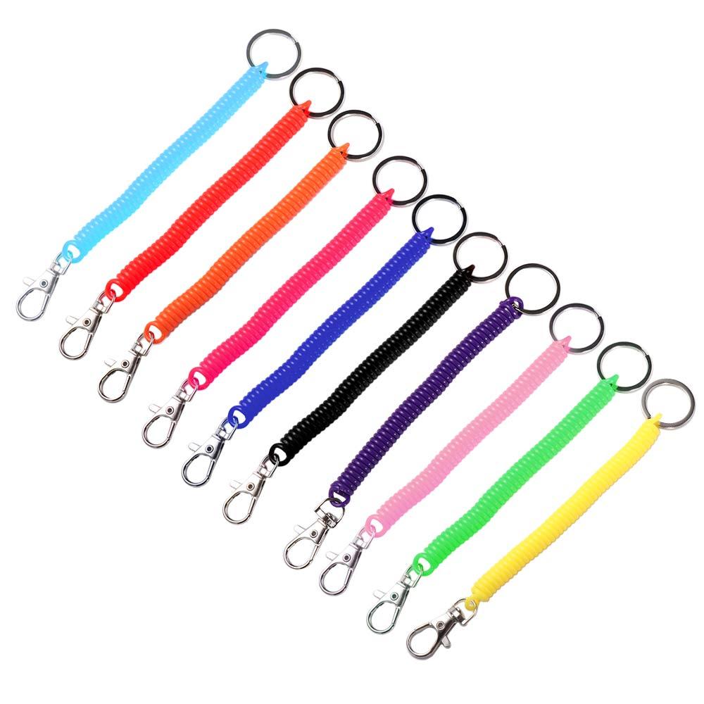 Spring Lanyard Anti-lost Spring Rope Key Ring Spiral Stretch Keychain Elastic Ropes Key Cord Clasp