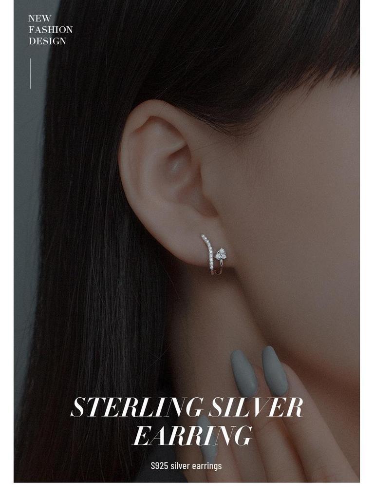 Banyan Tree S925 Silver U-Shape Diamond Luxury Earrings for Women - Korean Niche Cold Style