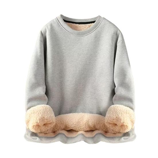 Мужская зимняя толстовка с флисовой подкладкой, термоизоляция, O-образный вырез, чистый цвет, большой размер с резинкой