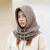 Женская однотонная термотрикотажная балаклава - Ветрозащитный капюшон-шарф и лыжная маска - Мягкий, эластичный и утепленный зимний гейтор для шеи