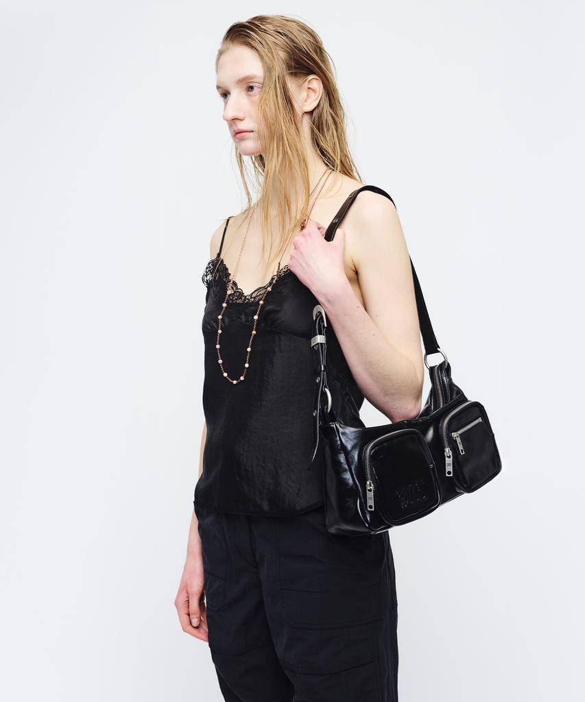 Margesherwood Outpocket Hobo_Black Glossy Plain