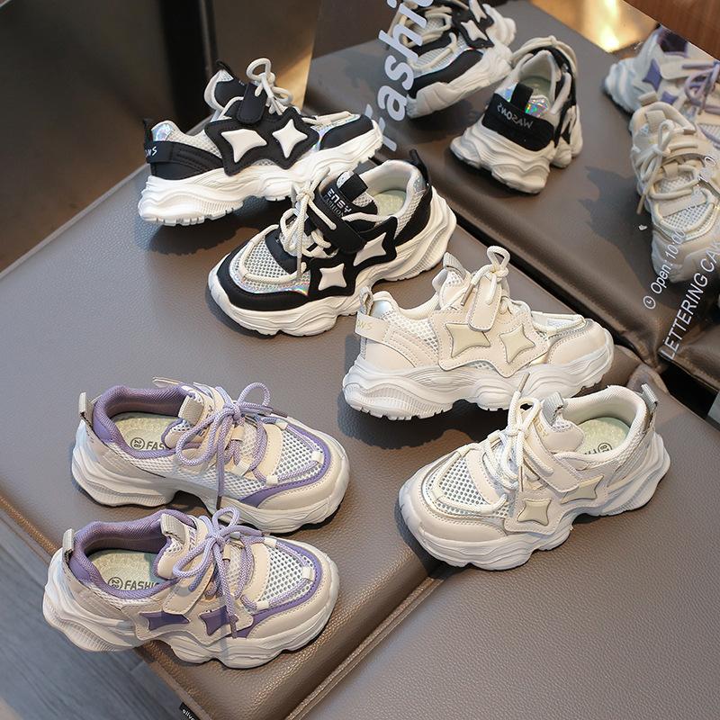 New Children's Sneakers Spring Autumn Mesh Sports Shoes for Girls Fashion Causal Kids School Chunky Basketball Shoes Non-slip