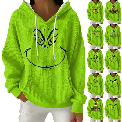 Женский модный повседневный пуловер с рождественским принтом, толстовка с капюшоном и длинными рукавами