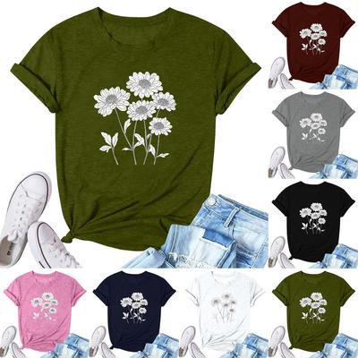 Женская модная повседневная плиссированная футболка с коротким рукавом с принтом