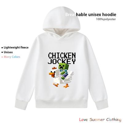 Худи Minecraft Chicken Jockey для мальчиков девочек 4-14 лет, HD-принт, 100% полиэстер, геймерский пуловер, повседневная детская толстовка на осень, много цветов, оптовая скидка