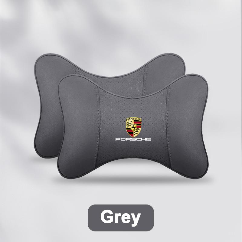 lczcr3 2Pcs Car Seat Headrest Auto Logo Neck Pillow for Porsche Panamera Spyder Carrera Macan Boxster Cayman Cayenne 911 970 981 991
