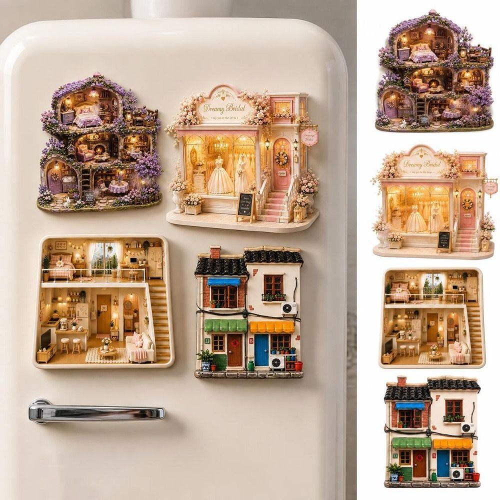 Cute Home Theme Refrigerator Magnet 3D Relief 3D Refrigerator Stickers Kitchen Decor