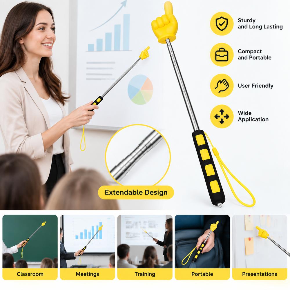 2pcs Telescopic Telescoping Teacher Pointer Soft Grip Handle Teacher Hand Pointer Reading