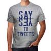 Мужская винтажная футболка Футболка с рисунком Say Yes to Tweets Серый меланж