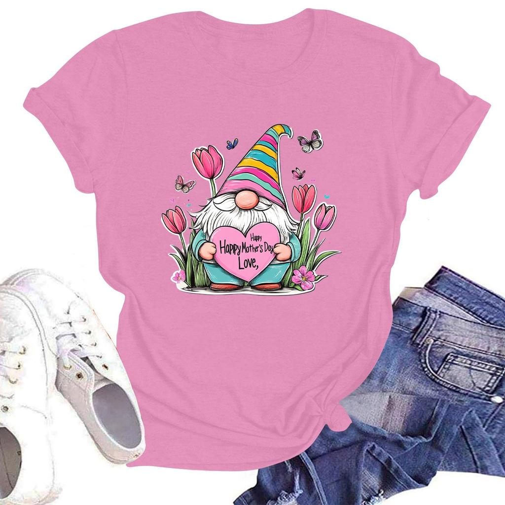 Женская повседневная футболка с круглым вырезом и короткими рукавами с принтом