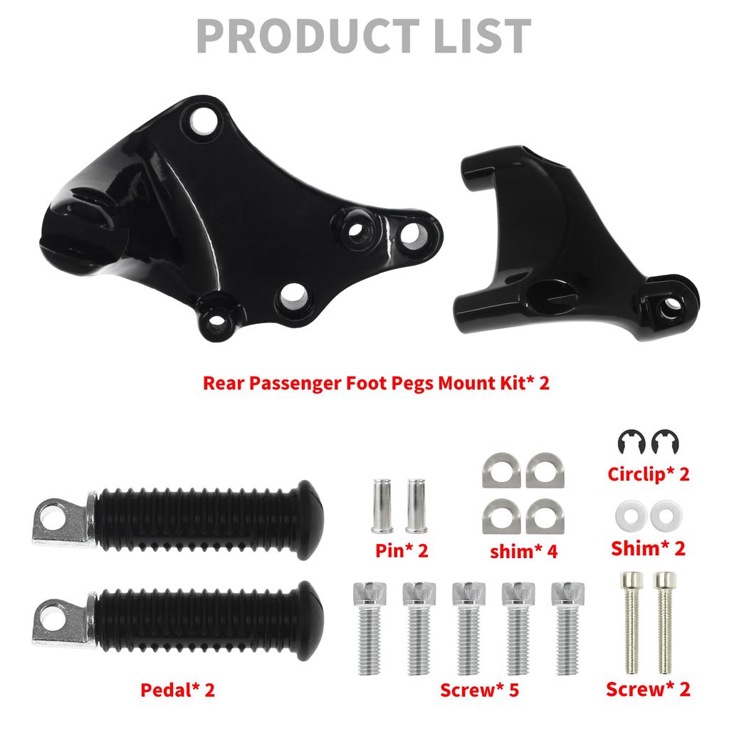 HDBUBALUS Motorcycle Rear Passenger Footpegs Tandem Step Kit Compatible with Harley Sportster Iron XL 883 2014-2022