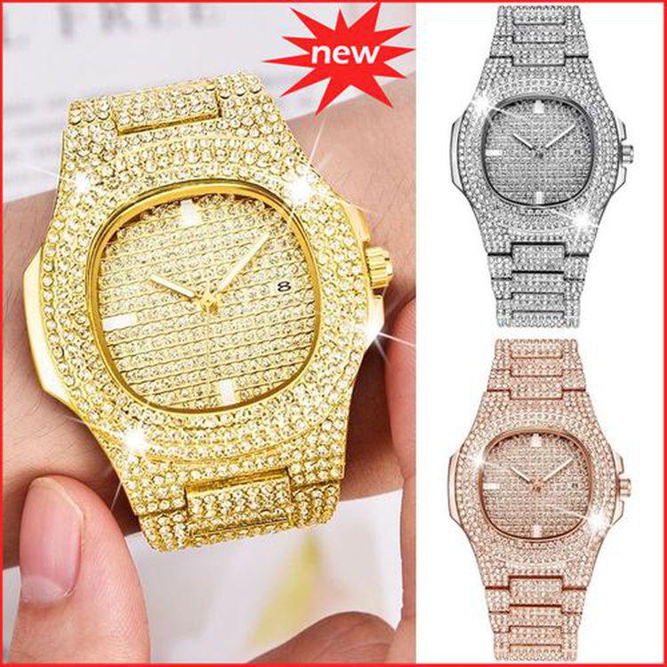 Diamond Watch Gold Plated Business Watch Stainless Steel Waterproof Woman Girl Quartz Watches