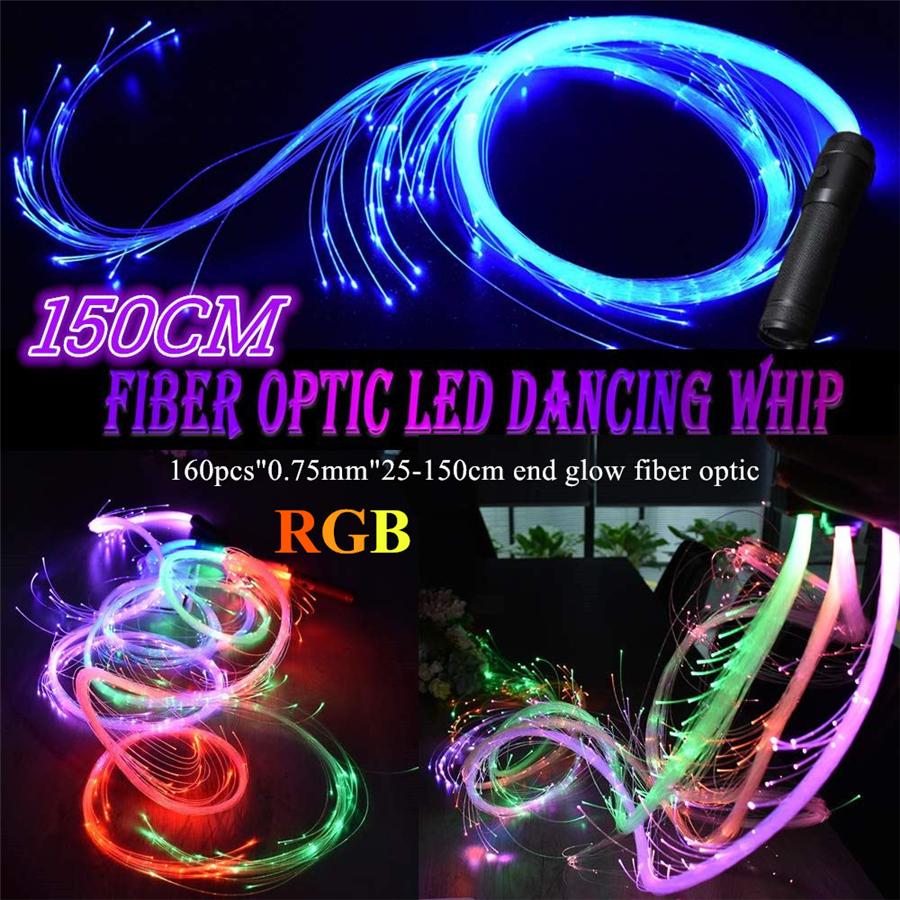 150 см RGB светодиодный оптоволоконный кнут, вращение на 360°, больше режимов и эффектов, подсветка, развевающееся праздничное освещение, оптоволоконные танцевальные кнуты