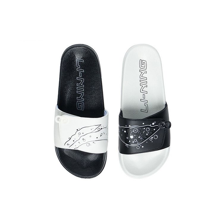 Li Ning Ln тапочки удобные прочные резиновые подошвы сандалии скольжения мужская обувь черный белый AGAS001-1