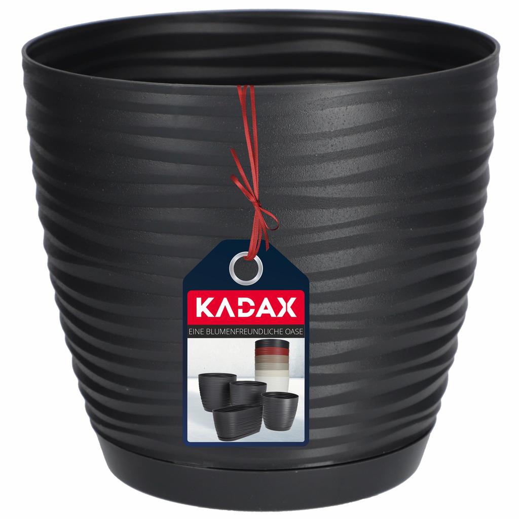 KADAX Doniczka Donica Na Kwiaty 13cm Osłonka Okrągła Kwietnik Plastikowa Antracyt