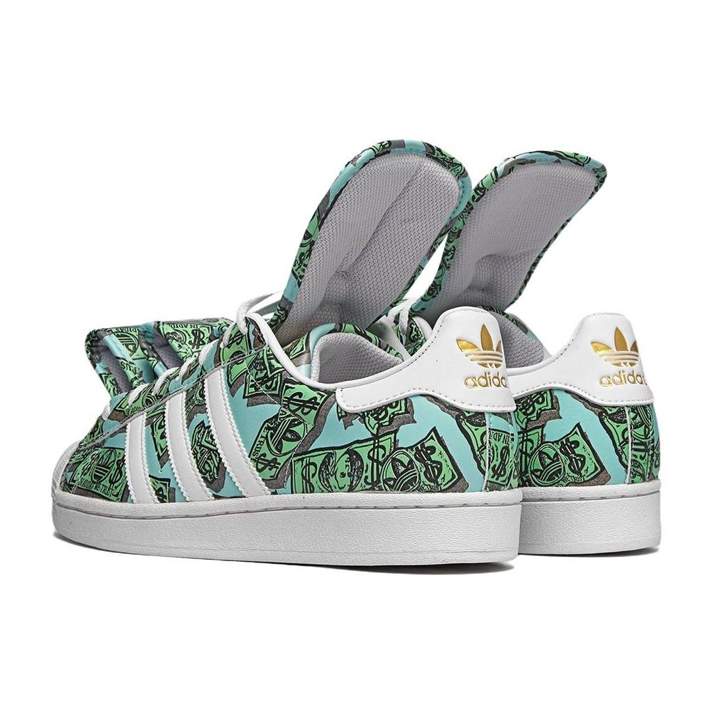 Кроссовки Jeremy Scott x adidas Superstar Money Унисекс Зеленые Обувь-Белый Золотой-Металлик HP6596