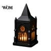 Holiday Party Ornament Gothic Cathedral LED Candle Lantern, Church Shaped Flameless Tealight Lamp, Handmade Craft Spooky Vintage Desktop Night Light,