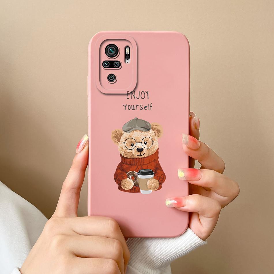 For Redmi Note 10 10T 10S Phone Case Cartoon Liquid Silicone Full Coverage Anti Drop Bumper For Xiaomi Redmi Note10 10 S T Funda