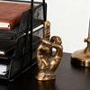 Middle Finger Figurine Brass Gold Freestanding Hand Sculpture Copper Middle Finger Pocket Lucky Charm for Home Shelf Desk Decor