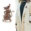 Blucome Cat Playing The Violin Shape Brooches for Women Girls Simulated Zircons Gold Color Jewelry Pins