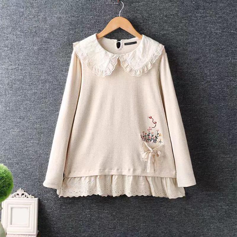 ZANZEA Женские осенние кружевные лацканы с длинным рукавом и принтом футболки